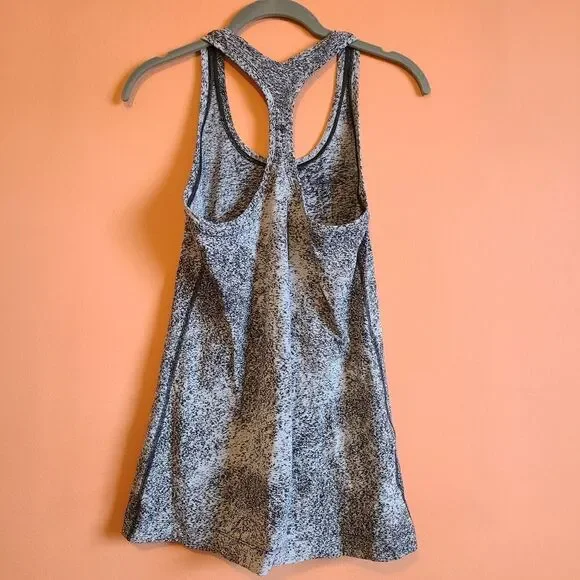 Lululemon Cool Racerback II Luon Spray Jacquard White Black Tank 6 - Picture 2 of 7